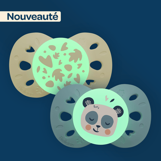 Lot de 2 sucettes nuit anatomiques animaux +18 mois Bleu - Nuit
