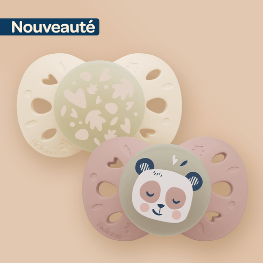 Lot de 2 sucettes nuit anatomiques animaux +18 mois Rose
