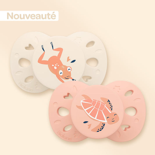 Lot de 2 sucettes anatomiques animaux 0-6 mois Rose