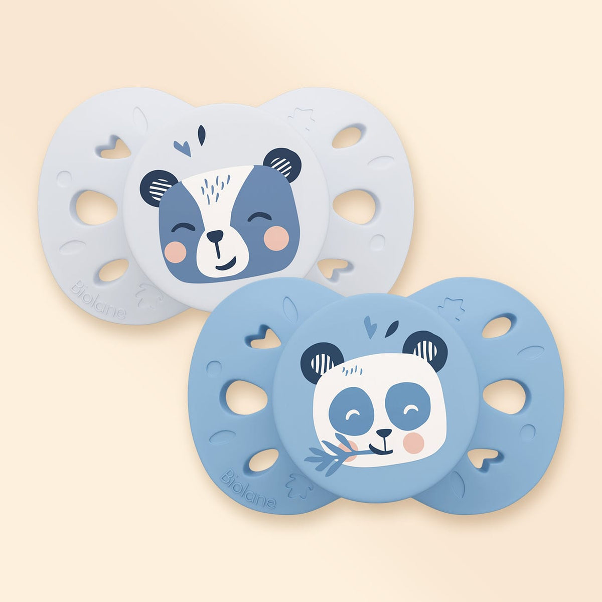 Lot de 2 sucettes anatomiques animaux +18 mois Bleu