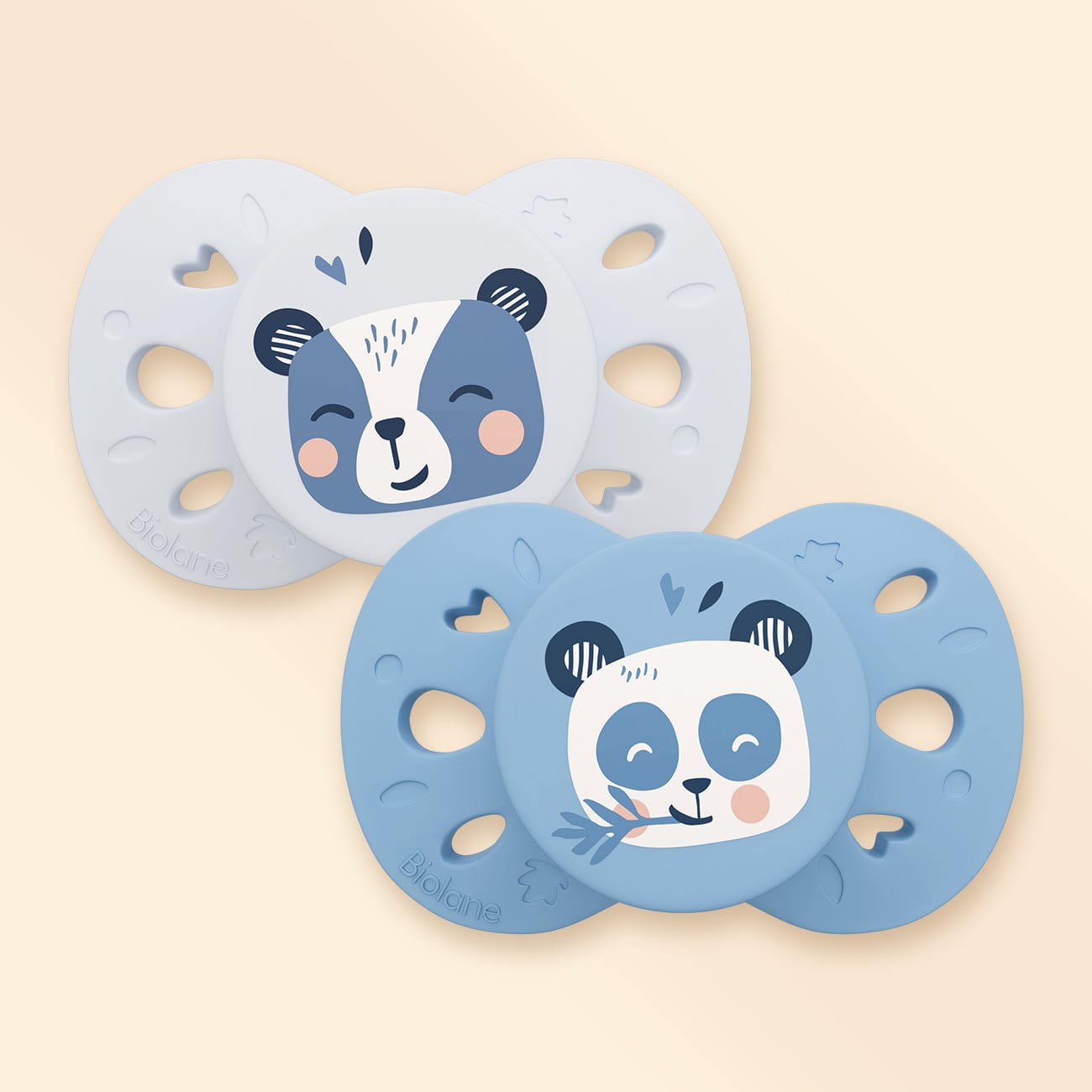 Lot de 2 sucettes anatomiques animaux +18 mois Bleu