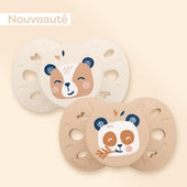 Lot de 2 sucettes anatomiques animaux +18 mois Marron