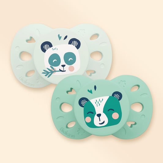 Lot de 2 sucettes anatomiques animaux +18 mois Vert