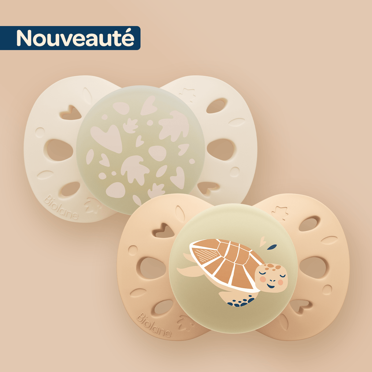 Lot de 2 sucettes nuit anatomiques animaux 0-6 mois Marron