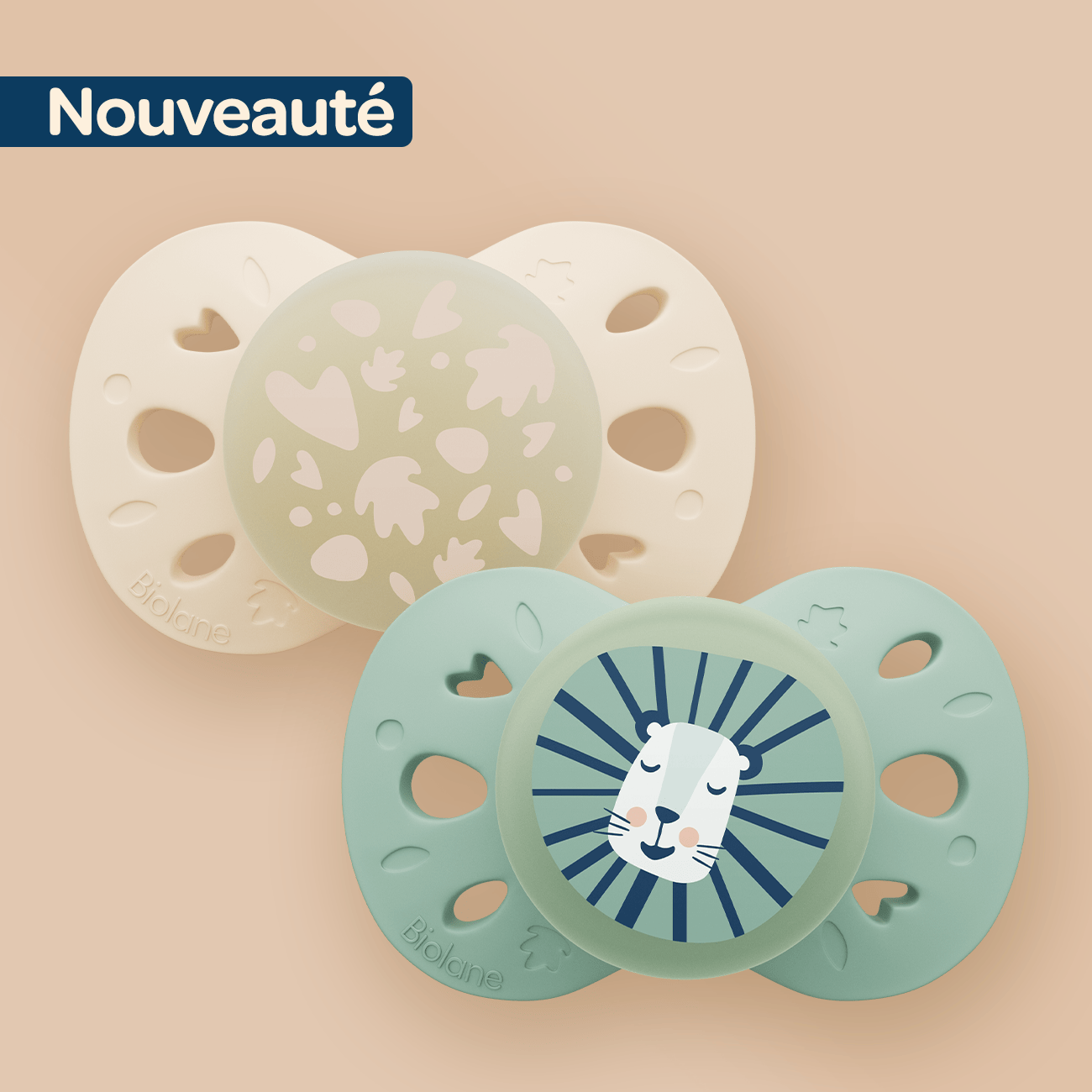 Lot de 2 sucettes nuit anatomiques animaux 6-18 mois Vert