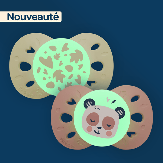 Lot de 2 sucettes nuit anatomiques animaux +18 mois Rose - Nuit