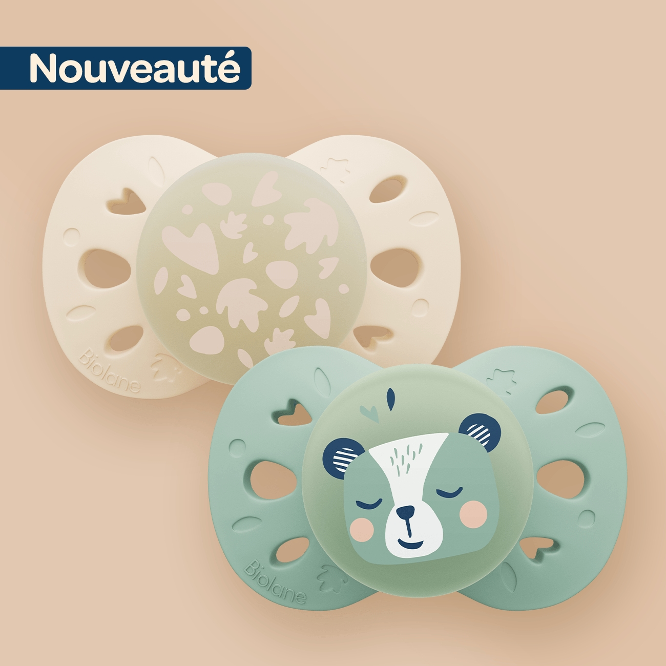 Lot de 2 sucettes nuit anatomiques animaux +18 mois Vert