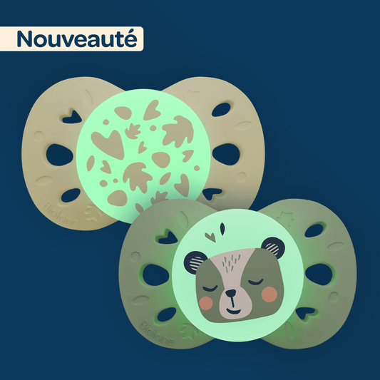 Lot de 2 sucettes nuit anatomiques animaux +18 mois Vert - Nuit