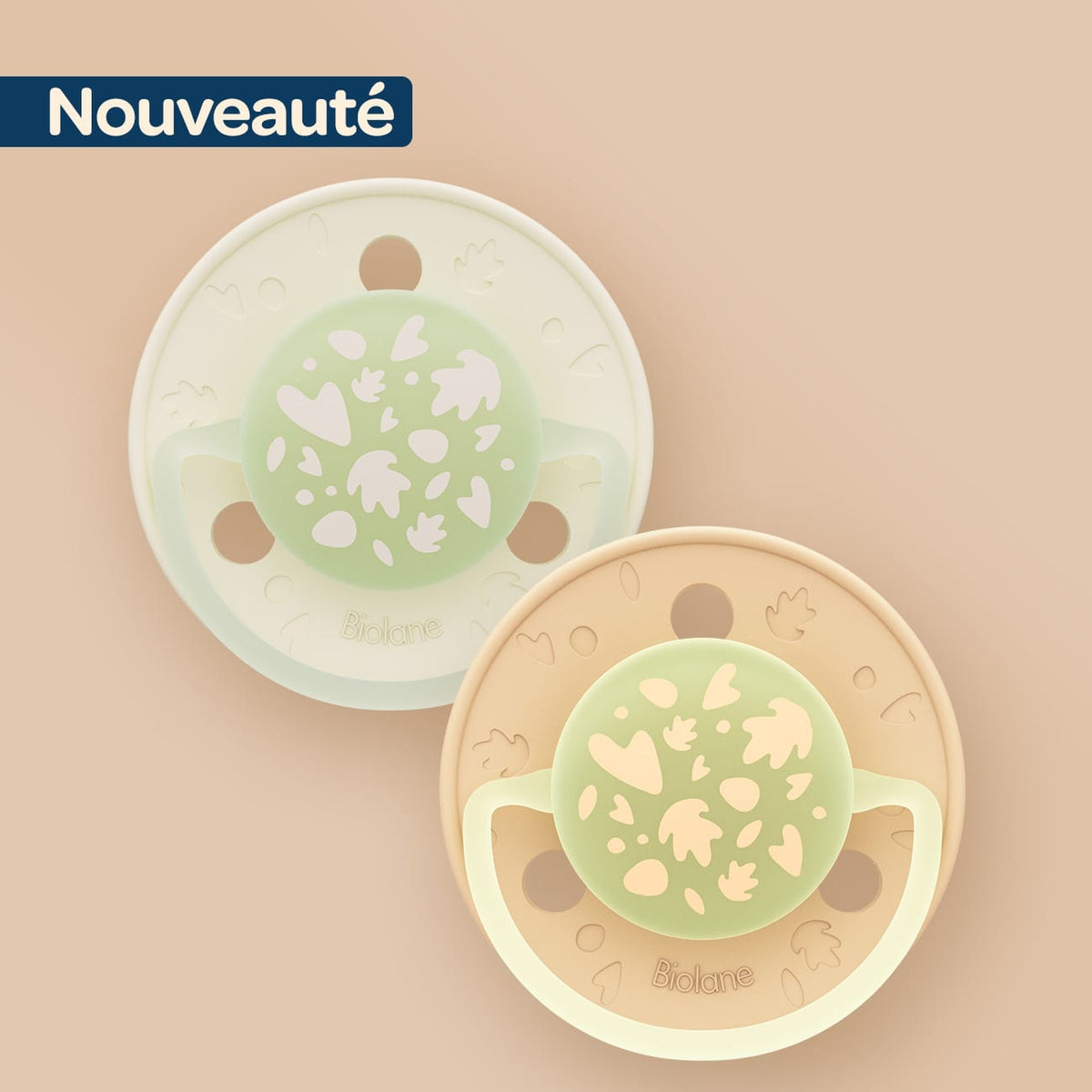 Lot de 2 sucettes nuit rondes 0-6 mois Marron