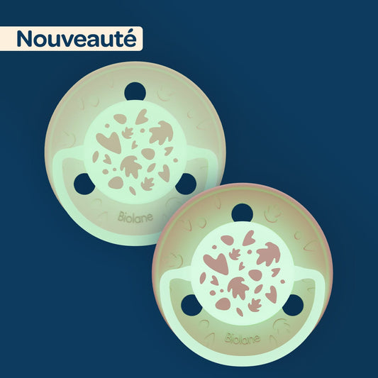 Lot de 2 sucettes nuit rondes 0-6 mois Marron - Nuit