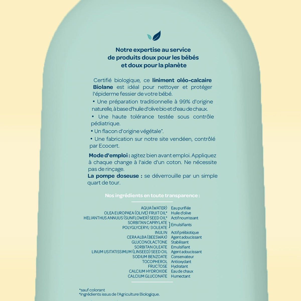 Liniment oléo-calcaire certifié biologique