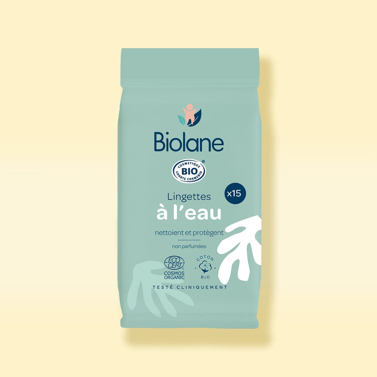 Lingettes à l'eau certifiées biologiques 15 lingettes