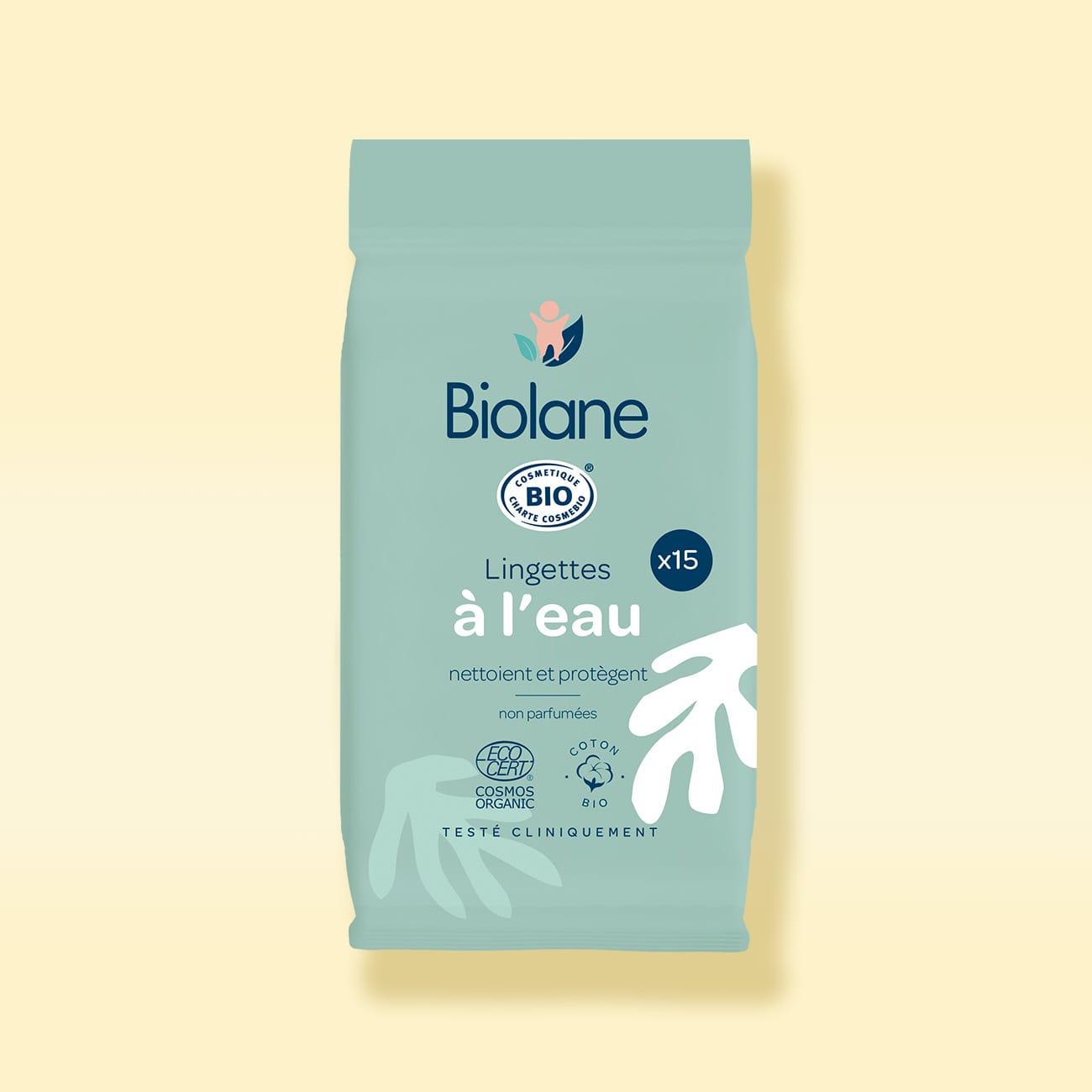 Lingettes à l'eau certifiées biologiques 15 lingettes