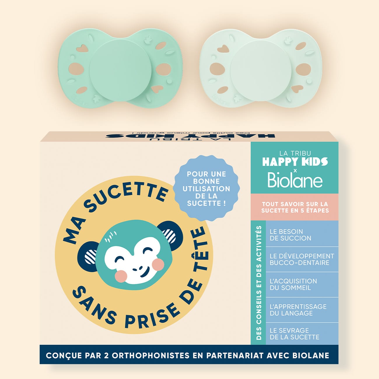 Coffret "Ma sucette sans prise de tête" + sucettes anatomiques +18 mois