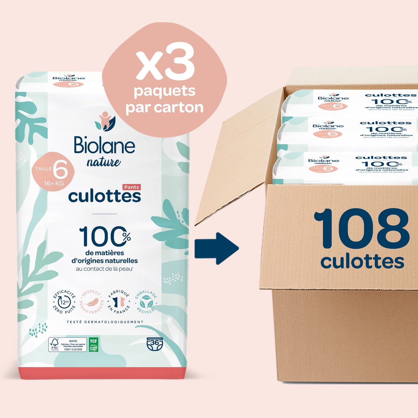 Couches Culottes Biolane Nature - Taille 6