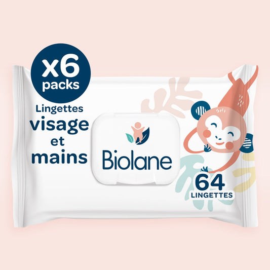 Lot de 6 lingettes visage et mains x64 P