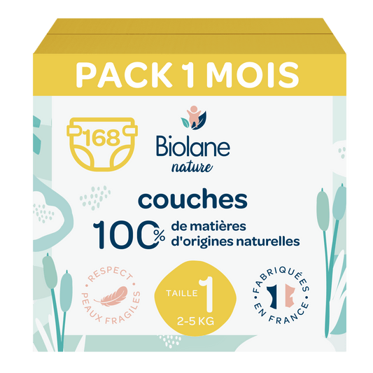 Pack 1 mois couches Biolane Nature de 2 à 5 kg