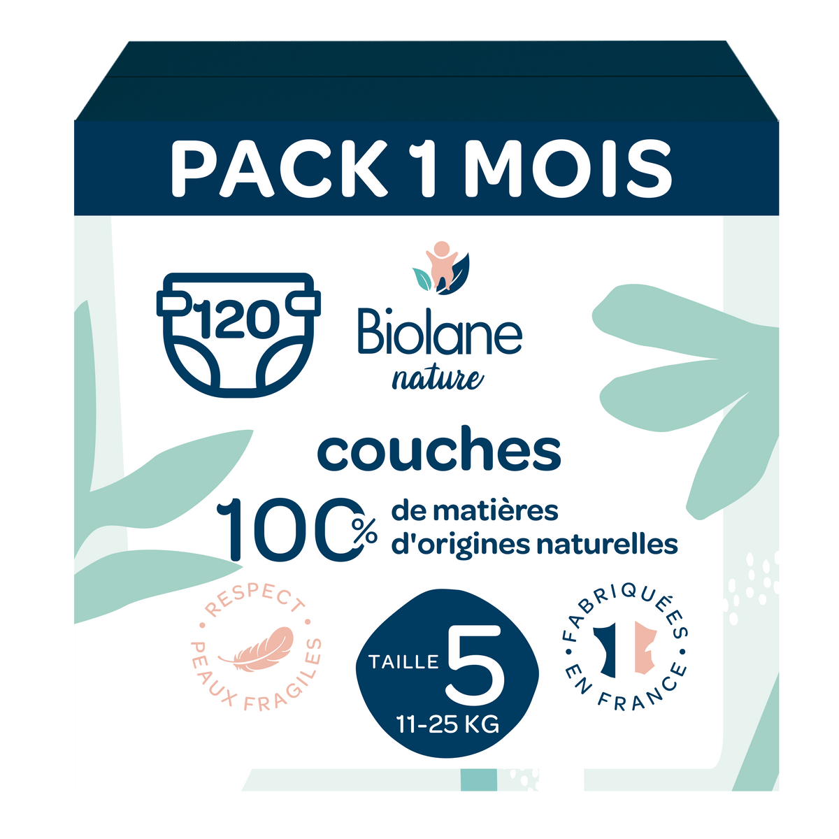 Pack 1 mois couches Biolane Nature de 11 à 25 kg