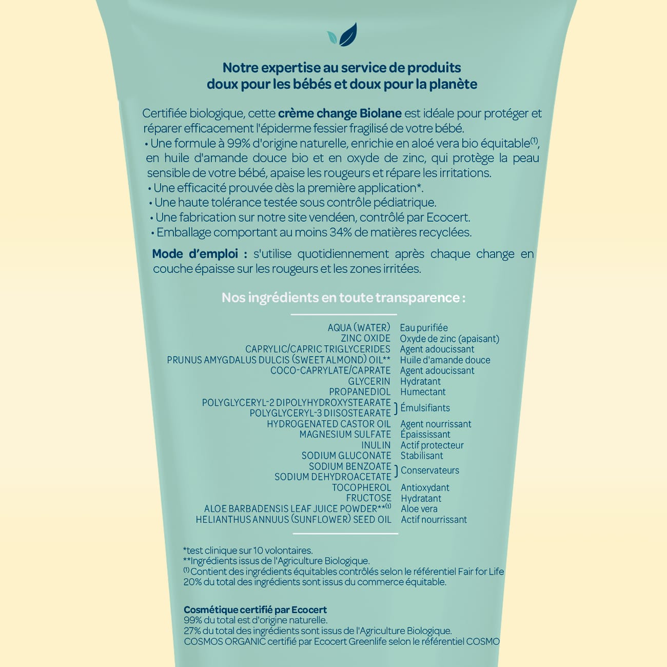 Crème Change certifiée biologique